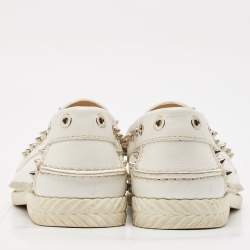Christian Louboutin White Leather Steckel Loafers Size 38.5