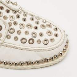 Christian Louboutin White Leather Steckel Loafers Size 38.5