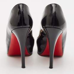 Christian Louboutin Black Patent Leather Very Prive Peep Toe Pumps Size 37.5
