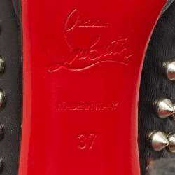 Christian Louboutin Black Leather Pigalle Plato Spike Pointed Toe Pumps Size 37