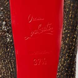 مملوكة مسبقًا Christian Louboutin Black/Gold Lurex Fabric Jenny Slingback Pumps Size 37.5