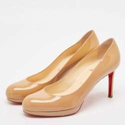 Christian Louboutin Beige Patent Leather New Simple Pumps Size 37.5
