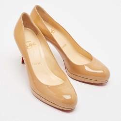 Christian Louboutin Beige Patent Leather New Simple Pumps Size 37.5