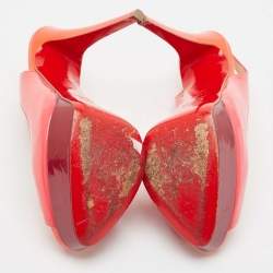 Pre Owned Christian Louboutin Multicolor Patent Lady Peep Sling Pumps Size 38.5