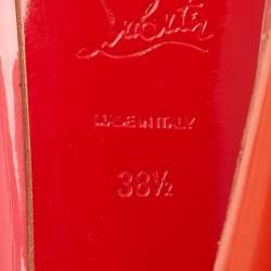 Pre Owned Christian Louboutin Multicolor Patent Lady Peep Sling Pumps Size 38.5