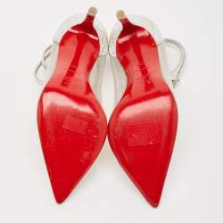 Christian Louboutin Silver PVC and Python Embossed Pigalle Pumps Size 36