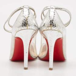 Christian Louboutin Silver PVC and Python Embossed Pigalle Pumps Size 36