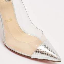 Christian Louboutin Silver PVC and Python Embossed Pigalle Pumps Size 36