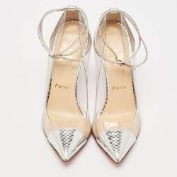 Christian Louboutin Silver PVC and Python Embossed Pigalle Pumps Size 36