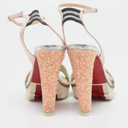 Christian Louboutin Multicolor Mesh and Patent Leather Volumetric Sandals Size 37.5