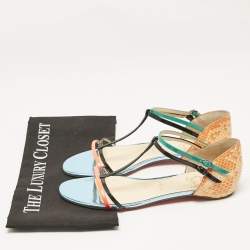 Christian Louboutin Multicolor Patent and Snakeskin Arnold Strappy Flat Sandals Size 39.5