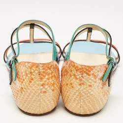 Christian Louboutin Multicolor Patent and Snakeskin Arnold Strappy Flat Sandals Size 39.5