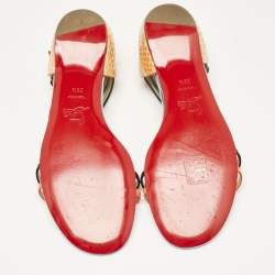 Christian Louboutin Multicolor Patent and Snakeskin Arnold Strappy Flat Sandals Size 39.5
