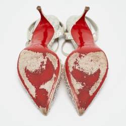 Pre Owned Christian Louboutin Transparent PVC Spikaqueen Ankle Wrap Pumps Size 40