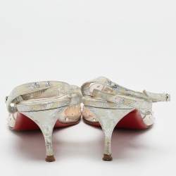 Pre Owned Christian Louboutin Transparent PVC Spikaqueen Ankle Wrap Pumps Size 40