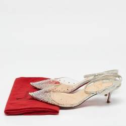 Pre Owned Christian Louboutin Transparent PVC Spikaqueen Ankle Wrap Pumps Size 40