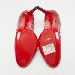 Christian Louboutin Red/Black Python Leather Simple Pumps Size 37