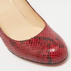 Christian Louboutin Red/Black Python Leather Simple Pumps Size 37