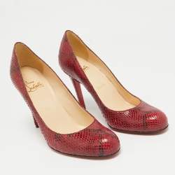 Christian Louboutin Red/Black Python Leather Simple Pumps Size 37
