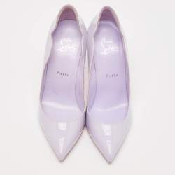 Pre Owned Christian Louboutin Purple Patent Leather Hot Chick Pumps Size 37.5