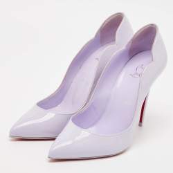 Pre Owned Christian Louboutin Purple Patent Leather Hot Chick Pumps Size 37.5