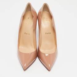مملوكة مسبقًا Christian Louboutin Beige Patent Leather Hot Chick Pumps Size 37