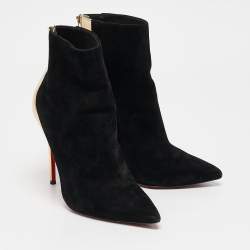 Christian Louboutin Black/Gold Suede and Leather Delicotte Booties Size 36
