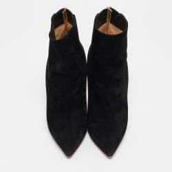 Christian Louboutin Black/Gold Suede and Leather Delicotte Booties Size 36