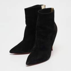 Christian Louboutin Black/Gold Suede and Leather Delicotte Booties Size 36
