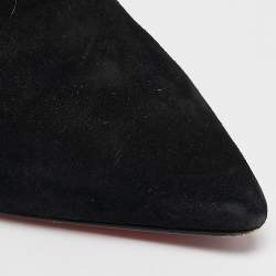 Christian Louboutin Black/Gold Suede and Leather Delicotte Booties Size 36