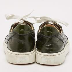 Christian Louboutin Green Crocodile Leather Louis Low Top Sneakers Size 39