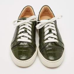 Christian Louboutin Green Crocodile Leather Louis Low Top Sneakers Size 39