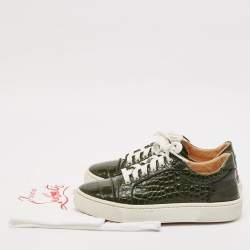 Christian Louboutin Green Crocodile Leather Louis Low Top Sneakers Size 39