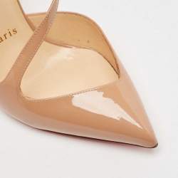 مملوكة مسبقًا حذاء كعب عالي كريستيان لوبوتان جامبينغ دي-أورساي جلد لامع بيج مقاس 37