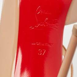 مملوكة مسبقًا حذاء كعب عالي كريستيان لوبوتان جامبينغ دي-أورساي جلد لامع بيج مقاس 37