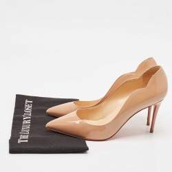 Pre Owned Christian Louboutin Beige Patent Leather Hot Chick Pumps Size 39