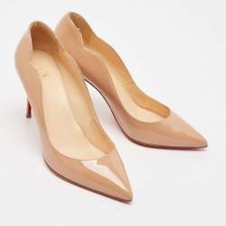 Pre Owned Christian Louboutin Beige Patent Leather Hot Chick Pumps Size 39