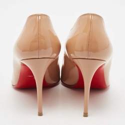 Pre Owned Christian Louboutin Beige Patent Leather Hot Chick Pumps Size 39