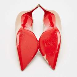 Pre Owned Christian Louboutin Beige Patent Leather Hot Chick Pumps Size 39