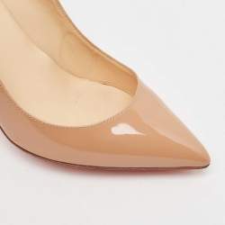 Pre Owned Christian Louboutin Beige Patent Leather Hot Chick Pumps Size 39