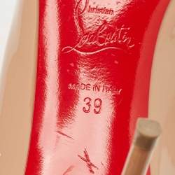 Pre Owned Christian Louboutin Beige Patent Leather Hot Chick Pumps Size 39