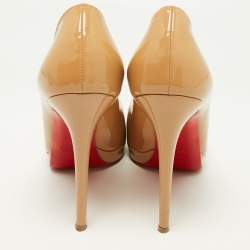 Pre Owned Christian Louboutin Beige Patent Leather New Simple Pumps Size 39