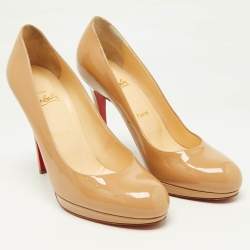 Pre Owned Christian Louboutin Beige Patent Leather New Simple Pumps Size 39