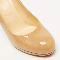 Pre Owned Christian Louboutin Beige Patent Leather New Simple Pumps Size 39