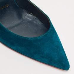 Pre Owned Christian Louboutin Blue Suede Rabakate 100 Pumps Size 36