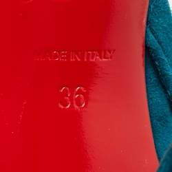 Pre Owned Christian Louboutin Blue Suede Rabakate 100 Pumps Size 36