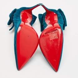 Pre Owned Christian Louboutin Blue Suede Rabakate 100 Pumps Size 36