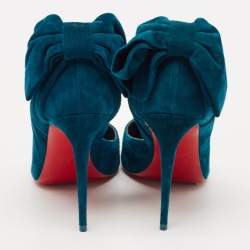 Pre Owned Christian Louboutin Blue Suede Rabakate 100 Pumps Size 36