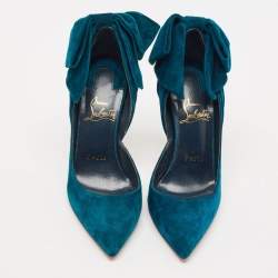 Pre Owned Christian Louboutin Blue Suede Rabakate 100 Pumps Size 36