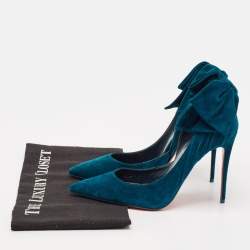 Pre Owned Christian Louboutin Blue Suede Rabakate 100 Pumps Size 36